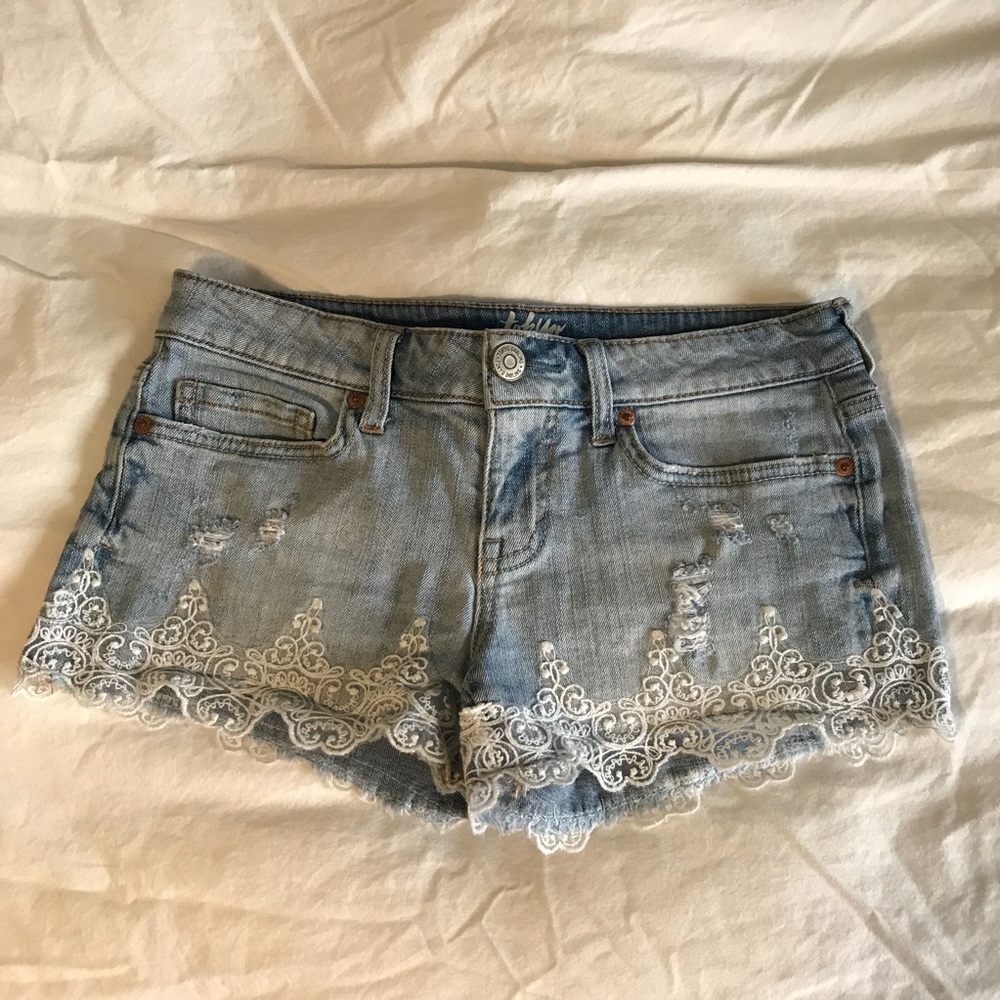 Jean Shorts with Lace Trim